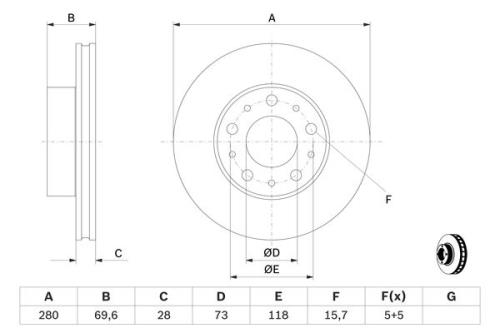 Bosch Pair of Front Brake Discs (Citroen Fiat Peugeot) BD1217 986479313 - 0986479313DRFRWHCO00MM.jpg