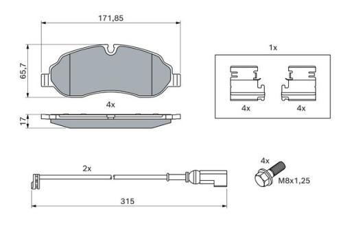 Bosch Ford Front Disc Brake Pad Set Shims Wear Sensor ASP BP2019 986494845 - 0986494845DRFRWHCO00MM.jpg