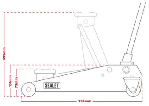 Sealey 2.25 Tonne Low Profile Trolley Jack with Rocket Lift - Orange 2001LEOR-SEA - 2001LEORImage3.jpg