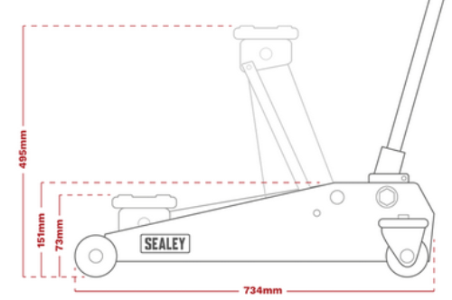 Sealey 2.25 Tonne Low Profile Trolley Jack with Rocket Lift - Red 2001LERE-SEA - 2001LEREImage3.png