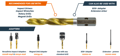 HMT VersaDrive Spiral Flute Combi Drill-Tap M10 x 1.5mm 301125-0100-HMR - 301125-DrillTap-adapters.png