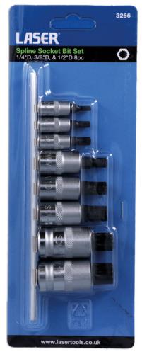 Laser Tools Spline Socket Bit Set 1/4 3/8 1/2 Inch Drives 8 Peice 3266LT - 3266Image3.jpg