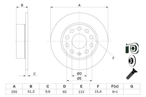 Bosch Pair of Rear Brake Discs to fit Audi Seat Skoda VW Volkswagen 986479099 - 5103942.jpg