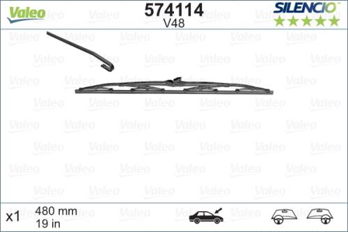 VALEO Wiper Blade SILENCIO CONVENTIONAL SINGLE (V48) 574114VAL - 574114Image0.jpg