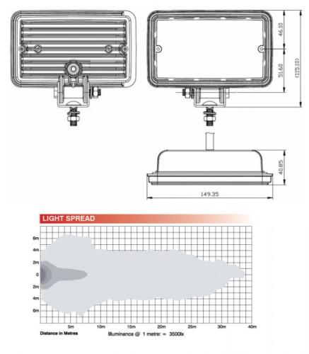 Rectangular Work Lamp / Flood Lamp Black Housing - 7451BMBTP - 58_large.jpg