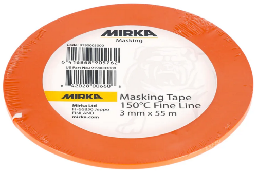 Mirka 55 Metres Orange Masking Tape 150°C Fine Line 3mm (x10) 9190003000 - 9190003000Image3.png