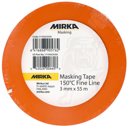 Mirka 55 Metres Orange Masking Tape 150°C Fine Line 3mm (x10) 9190003000 - 9190003000Image4.png