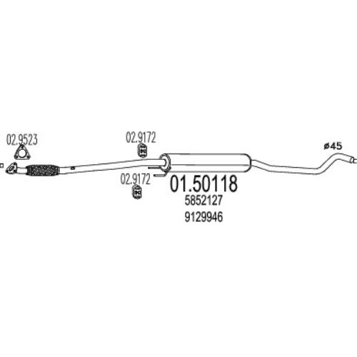 MTS Exhaust Pipe Opel / Vauxhall Corsa Tigra Middle Silencer 01.50118-MTS - A0150118.jpg