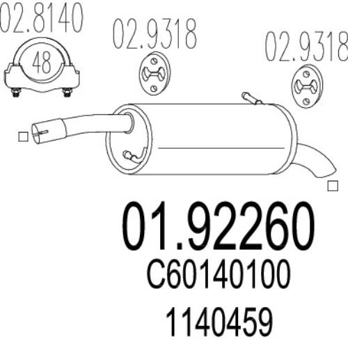 MTS Exhaust End Silencer Ford Fiesta Mazda 2 Back Box 01.92260-MTS - A0192260.jpg