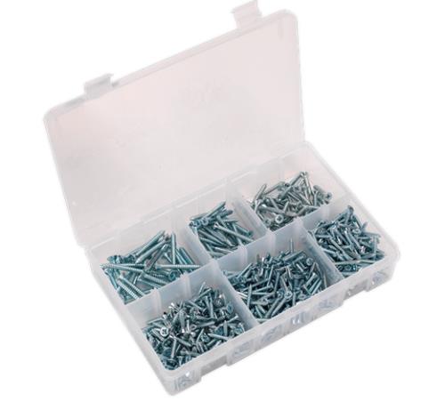 Sealey Self Tapping Screw Assortment 510pc Countersunk Pozi Zinc DIN 7982 AB062STCS - AB062STCSImage1.jpg