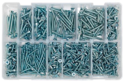 Sealey Self Tapping Screw Assortment 600pc Countersunk Pozi Zinc DIN 7982 AB065STCP - AB065STCPImage3.jpg