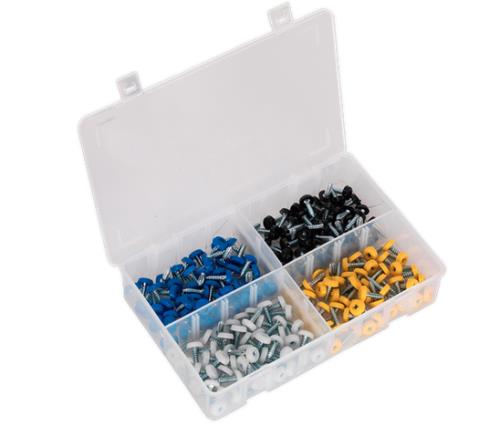 Sealey Number Plate Screw Assortment 200pc 4.8mm x 18mm Plastic Enclosed Head AB076NP - AB076NPImage1.jpg