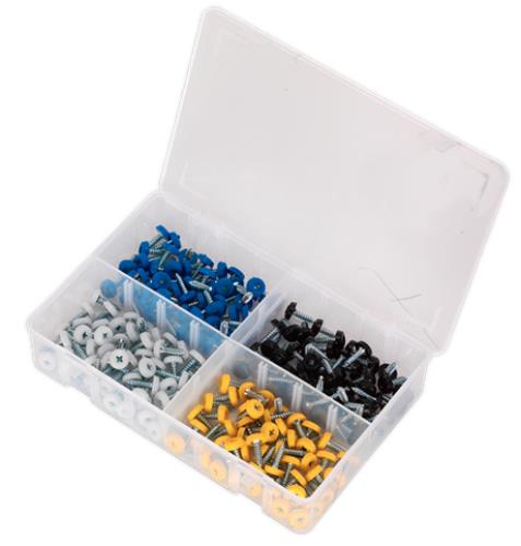 Sealey Number Plate Screw Assortment 200pc 4.8mm x 18mm Plastic Enclosed Head AB076NP - AB076NPImage4.jpg