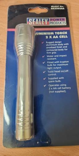 Sealey Aluminium Torch with krypton bulb (Plus Spare) 2x AA Cell AK3302AA-SEA - AK3302AAImage1.jpg
