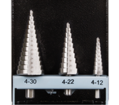 Sealey 3 Piece Double Flute HSS 4341 Step Drill Bit Set AK4746-SEA - AK4746Image4.png