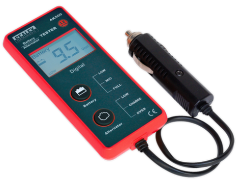 Sealey 12V Battery & Alternator Tester - LCD Screen (Cigarette Lighter) AK500 - AK500Image1.png