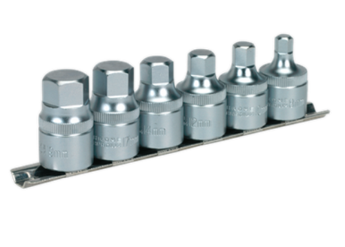 Sealey 6 Piece 1/2 Inch Square Drive Stubby Hex Socket Bit Set AK6561-SEA - AK6561Image1.png