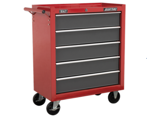 Sealey 5 Drawer Rollcab with Ball-Bearing Slides - Red/Grey AP22505BB-SEA - AP22505BBImage1.png