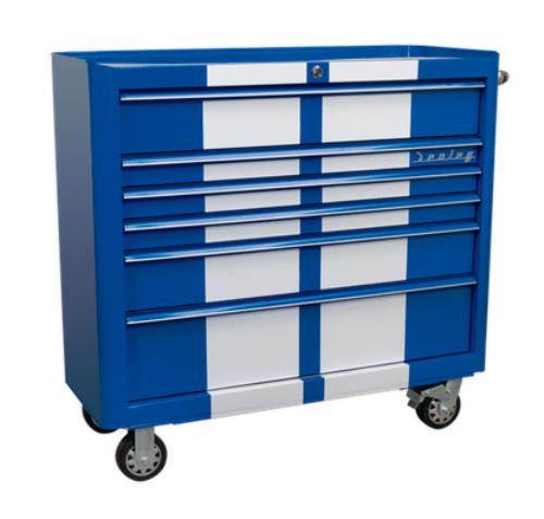 Sealey Retro Style EW Topchest & Rollcab 10 Drw Blue/White AP41COMBOBWS - AP41COMBOBWSBottomDrawer.jpg