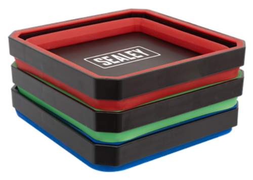 Sealey Collapsible Magnetic Parts Tray Set (Red Green Blue) APCSTS-SEA - APCSTSImage3.png