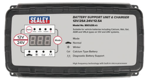 Sealey 25A 12V/24V Automatic Smart Battery Support Unit & Charger BSCU25-SEA - BSCU25Image2.png