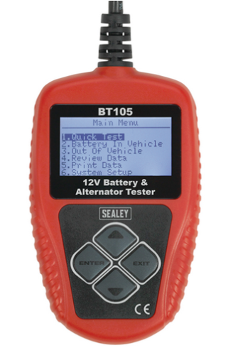 Sealey 12V Digital Battery Cranking and Alternator Tester LCD screen BT105 - BT105Image3.png