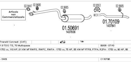 MTS Exhaust Exhaust Pipe Ford Transit Connect Tailpipe 01.70109-MTS - C110796.jpg