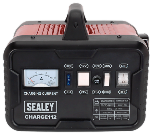 Sealey 16A 12/24V Battery Charger large ammeter displays CHARGE112-SEA - CHARGE112Image3.png