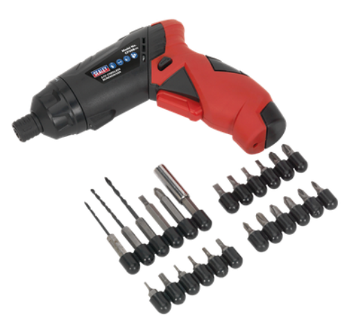 Sealey 26 Piece 3.6V Cordless Screwdriver Set (pistol to straight) CP36B-SEA - CP36BImage2.png