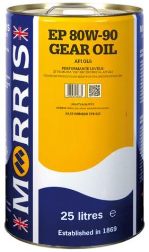 Morris Lubricants EP 80w-90 Gear Oil GL5 25 Litres EPE025-MOR - EPE025-Morris_EP_80W-90_25L_Tin.jpg