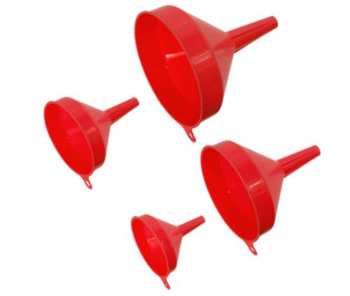 Sealey 4 Piece Economy Fixed Spout Funnel Set Red F94-SEA - F94Image1.jpg