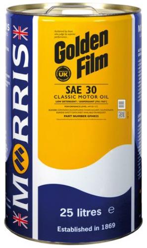 Morris Lubricants Golden Film SAE 30 Classic Motor Oil 25 Litres GFH025-MOR - GFH025Morris_25L_TinNEW_Golden_Film_SAE_30.jpg
