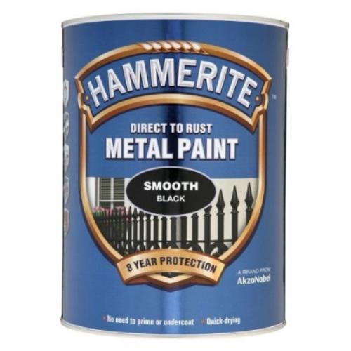 Hammerite SMOOTH BLACK Metal Paint 5 Litre 5084867 - HAM5084867.jpg