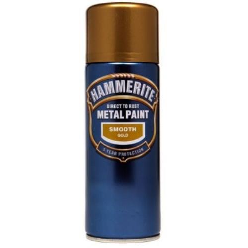Hammerite SMOOTH GOLD METAL PAINT 400ml Spraypaint 5092831 - HAM5092831.jpg