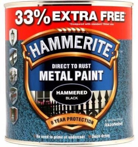 1L Hammerite METAL HAMMERED BLACK PAINT + 33% HAM5158237 - HAM5158237.jpg