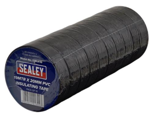 Sealey PVC Insulating Tape 19mm x 20m Black Pack of 10 ITBLK10 - ITBLK10Image3.jpg