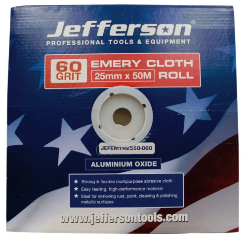 Jefferson 25mm 60 Grit Professional Emery Cloth Roll 50 Metres JEFEMYR2550-060 - JEFEMYR2550-060Image1.png