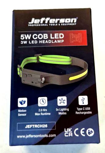 Jefferson 450 Lumens Rechargeable COB LED Headlamp JEFTRCH26-JEFF - JEFTRCH26Image2.jpg