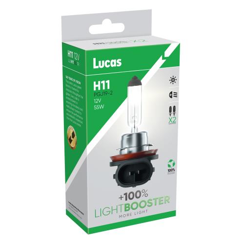 Lucas 2x LLX H11 +100% TR 12v 55w Light Booster Upgrade Bulbs LLXH11100TR - LLXH11100TR_Lucas_H11_Image_100_01.jpg