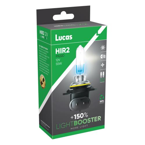 Lucas 2x LLX HIR2 +150% TR 12v 55w Light Booster Upgrade Bulbs LLXHIR2150TR - LLXHIR2150TR_Lucas_HIR2_Image_150_01.jpg