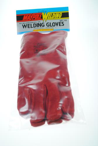Maypole Pair Of Red Leather Welding Gauntlets Fire Resistant Welding Gloves MP156 - Maypole156DP.jpg