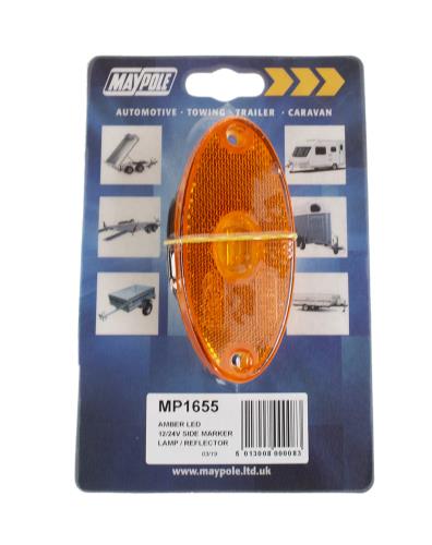 Maypole 12-24V Slim Line Oval LED Amber Marker Lamp / Lights MP1655 - Maypole1655DP.jpg