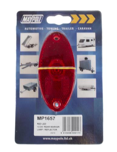 Maypole 12-24V Slim Line Oval LED Red Marker Lamp Trailers Towing MP1657 - Maypole1657dp.jpg