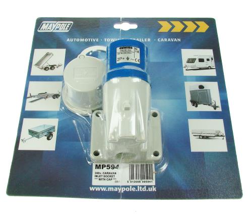Maypole 16a 230V Caravan Inlet Socket Plus Cap (with weather cap) MP594 - Maypole594DP.jpg