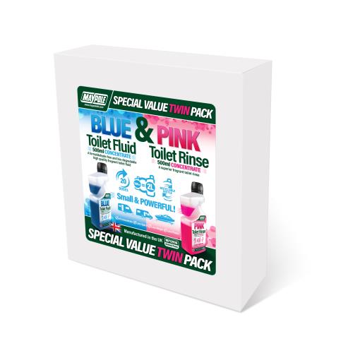 Maypole Twin 500ml Superior Blue Toilet Fluid and Pink Toilet Rinse MP6996 - Maypole6996TWINPACKBOX.jpg