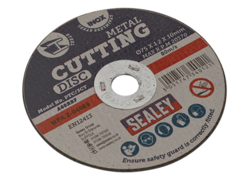 Sealey Ø75 x 1.2mm Cutting Disc Ø10mm Bore (Single) PTC/3CT-SEA - PTC3CTImage1.png