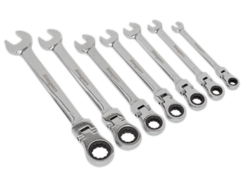 Sealey 7 Piece Flexi-Head Combination Ratchet Spanner Set S01143-SEA - S01143Image1.png
