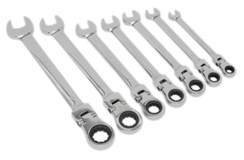 Sealey 7 Piece Flexi-Head Combination Ratchet Spanner Set S01143-SEA - S01143Image3.png