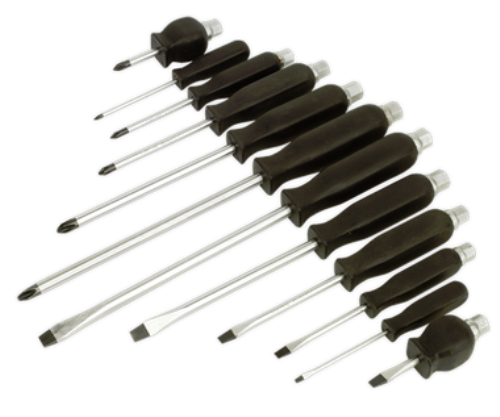 Sealey 12 Piece Hammer-Thru Screwdriver Set (magnetized tips) S0641-SEA - S0641Image2.png