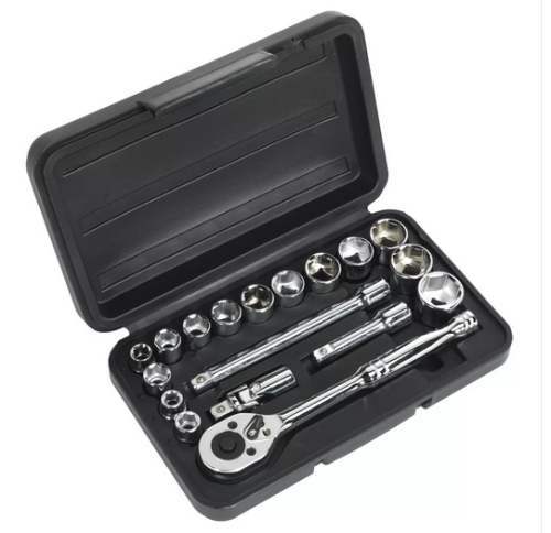 Sealey 18 Piece Socket Set 3/8 Inch Sq Drive 6pt WallDrive Metric S0911-SEA - S0911Image1.png